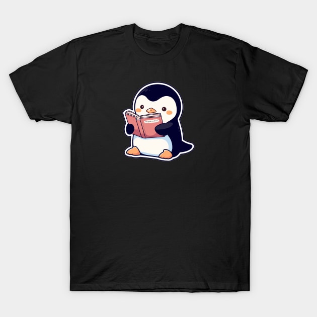 Cute Bookish Penguin T-Shirt by Retroprints